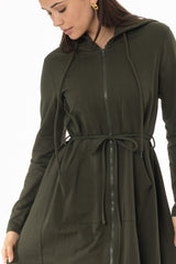 Olive Sweatshirt Maxi Dress