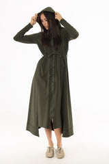 Olive Sweatshirt Maxi Dress