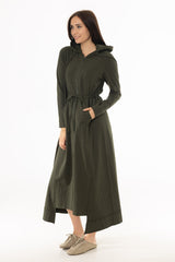 Olive Sweatshirt Maxi Dress