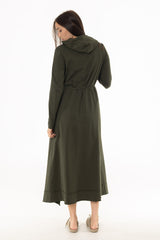 Olive Sweatshirt Maxi Dress