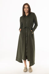 Olive Sweatshirt Maxi Dress