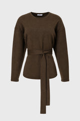 Olive Tie Wrap Knit Sweater