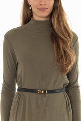 Olive Turtleneck Basic Maxi Dress