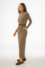 Olive Turtleneck Basic Maxi