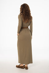 Olive Turtleneck Basic Maxi