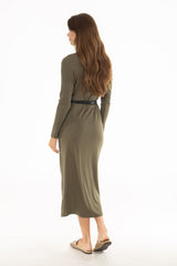 Olive Turtleneck Basic Maxi Dress