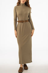 Olive Turtleneck Basic Maxi