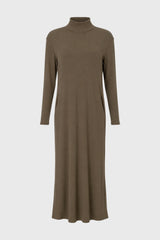 Olive Turtleneck Basic Maxi Dress