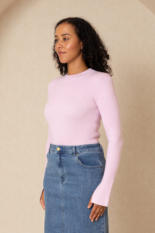 Purple Padded Shoulder Sweater