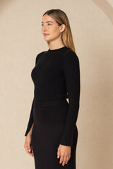 Black Padded Shoulder Sweater