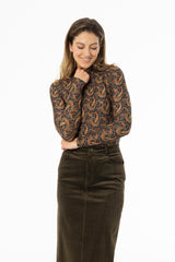Multicolor Paisley Mock Neck Top