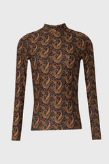 Multicolor Paisley Mock Neck Top