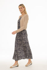 Navy Paisley Printed Slip Dress