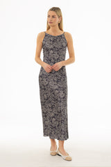 Navy Paisley Printed Slip Dress