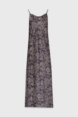 Navy Paisley Printed Slip Dress