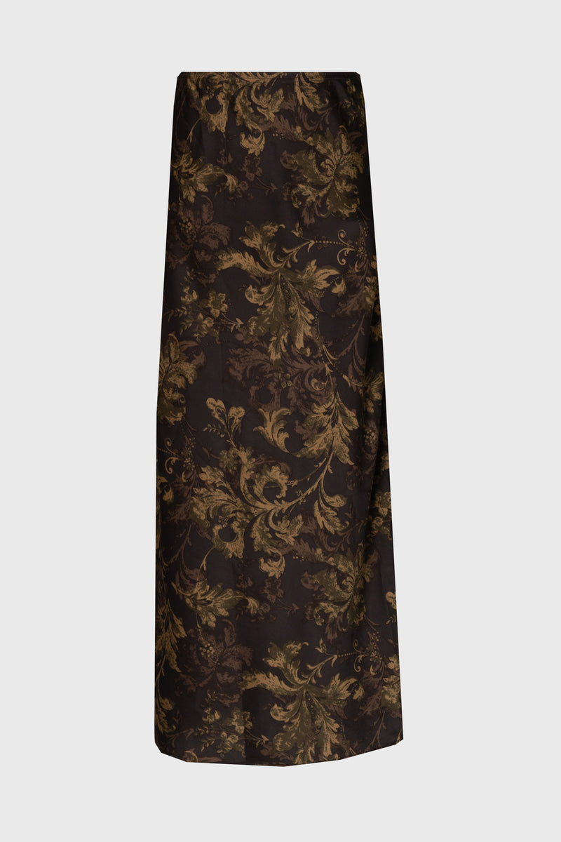 Green Paisley Printed Slip Skirt