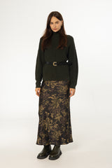 Green Paisley Printed Slip Skirt