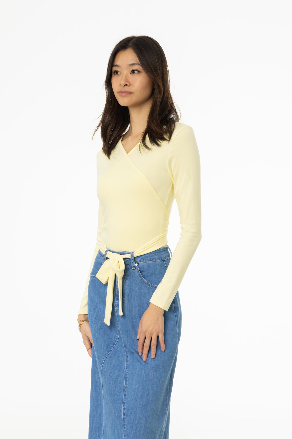 Pale Yellow Solid Wrap T Shirt BLANK Pale yellow solid wrap t shirt blank