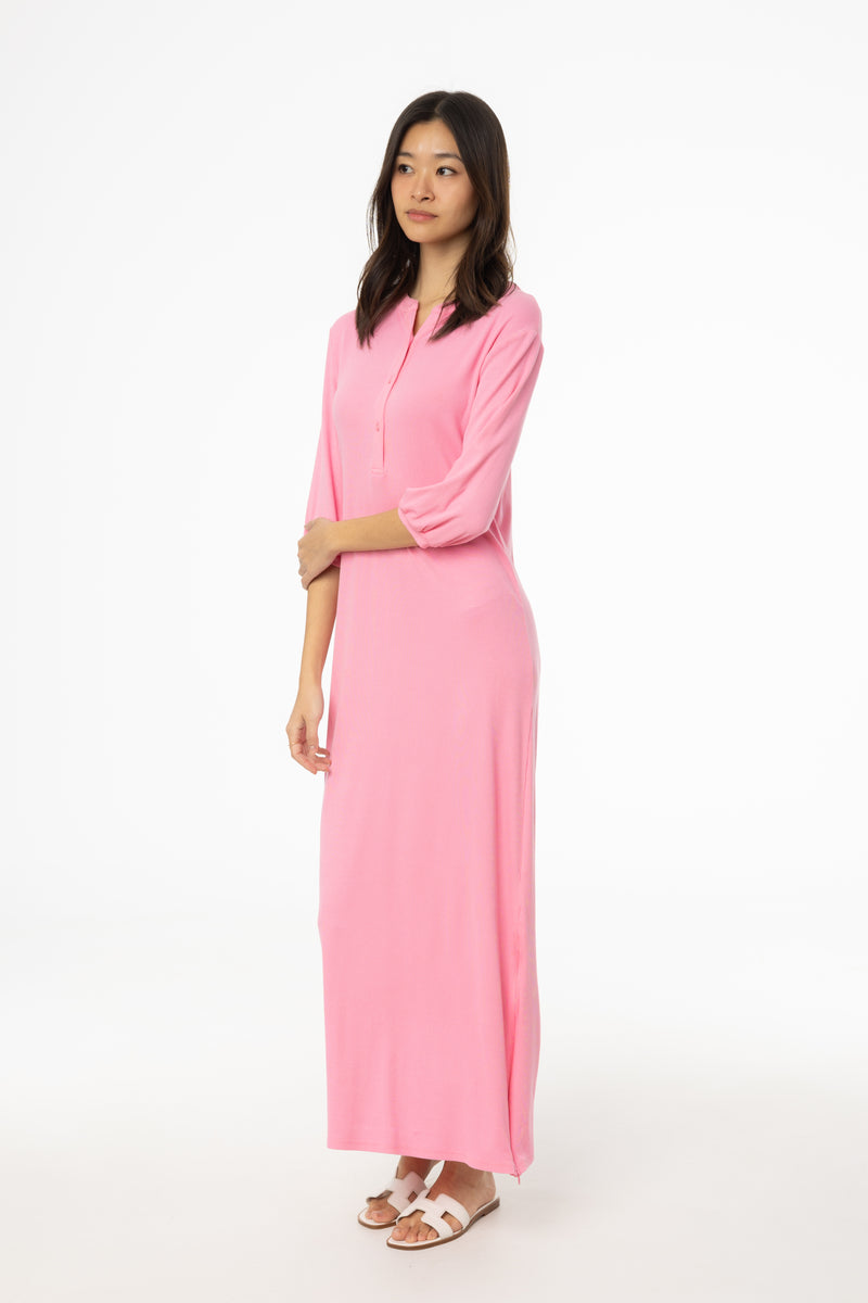 Pink 3/4 Sleeve Maxi Dress BLANK Pink 3/4 Sleeve Maxi Dress BLANK