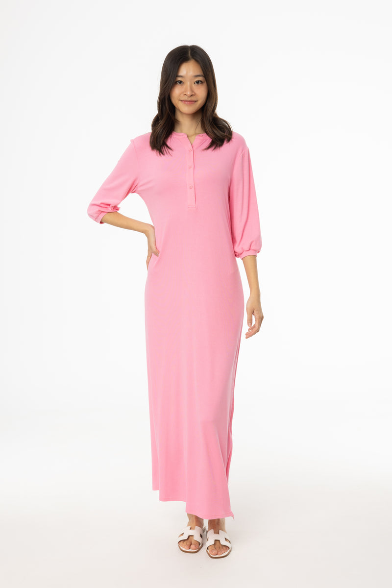 Pink 3/4 Sleeve Maxi Dress BLANK Pink 3/4 Sleeve Maxi Dress BLANK