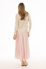 Pink A-Line Satin Effect Maxi Skirt