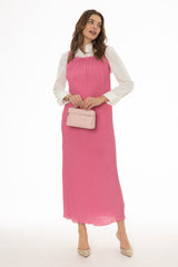 Pink Accordion Pleat Maxi Jumper