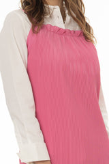 Pink Accordion Pleat Maxi Jumper