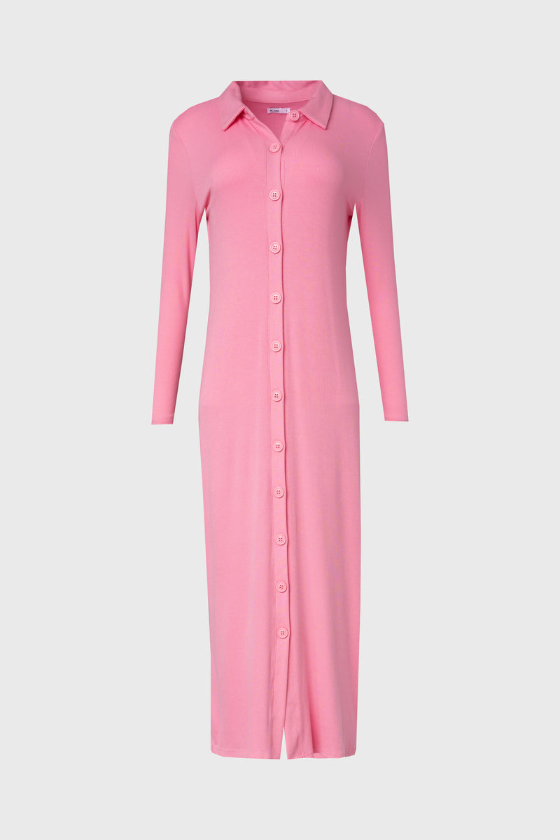 cardi pink dress Cardi Maxi Dress - Ruched Mesh High Leg Split Dress in Pink