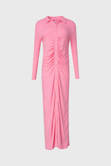 Pink Ruched Cardi Maxi Dress