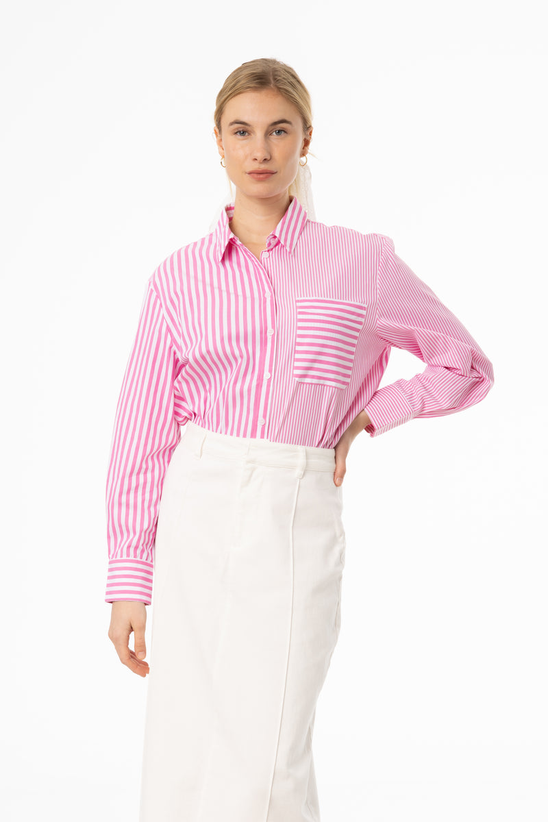 Pink Stripe Combo Blouse