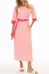 Pink Contrast T-Shirt Dress