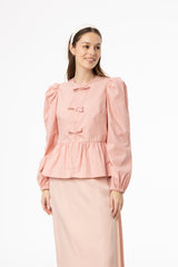 Pink Cotton Bow Blouse