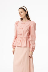 Pink Cotton Bow Blouse