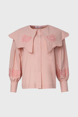 Pink Floral Embroidered Blouse