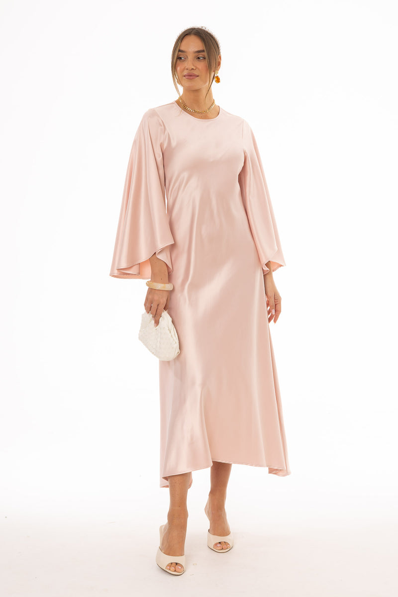 Pink Flare Sleeve Maxi Dress – BLANK