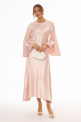 Pink Flare Sleeve Maxi Dress