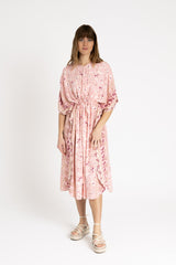 Pink Floral Printed Cover Up Dress