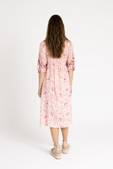 Pink Floral Printed Cover Up Dress