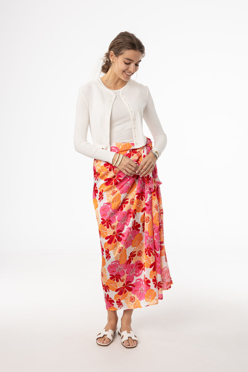 Pink Floral Printed Sarong