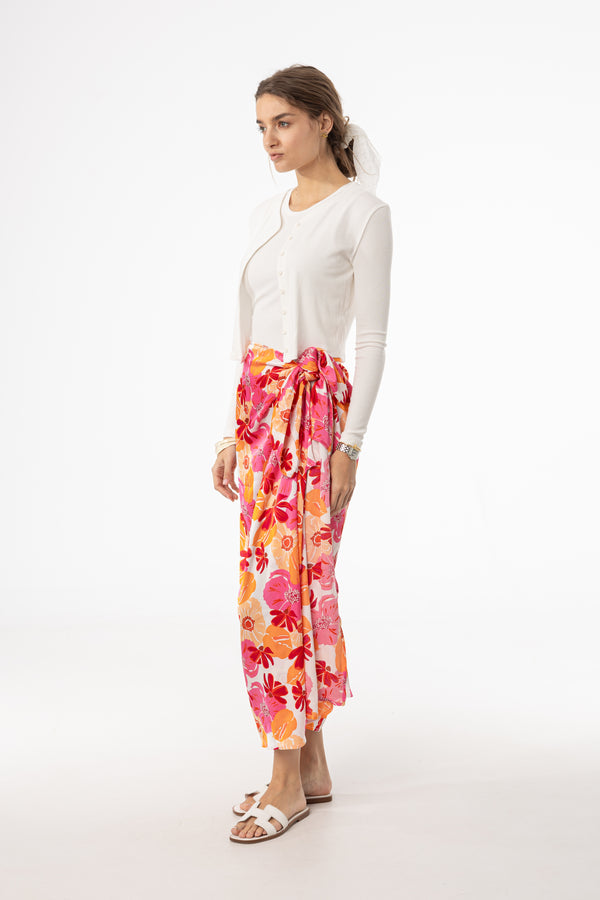 Pink Floral Printed Sarong