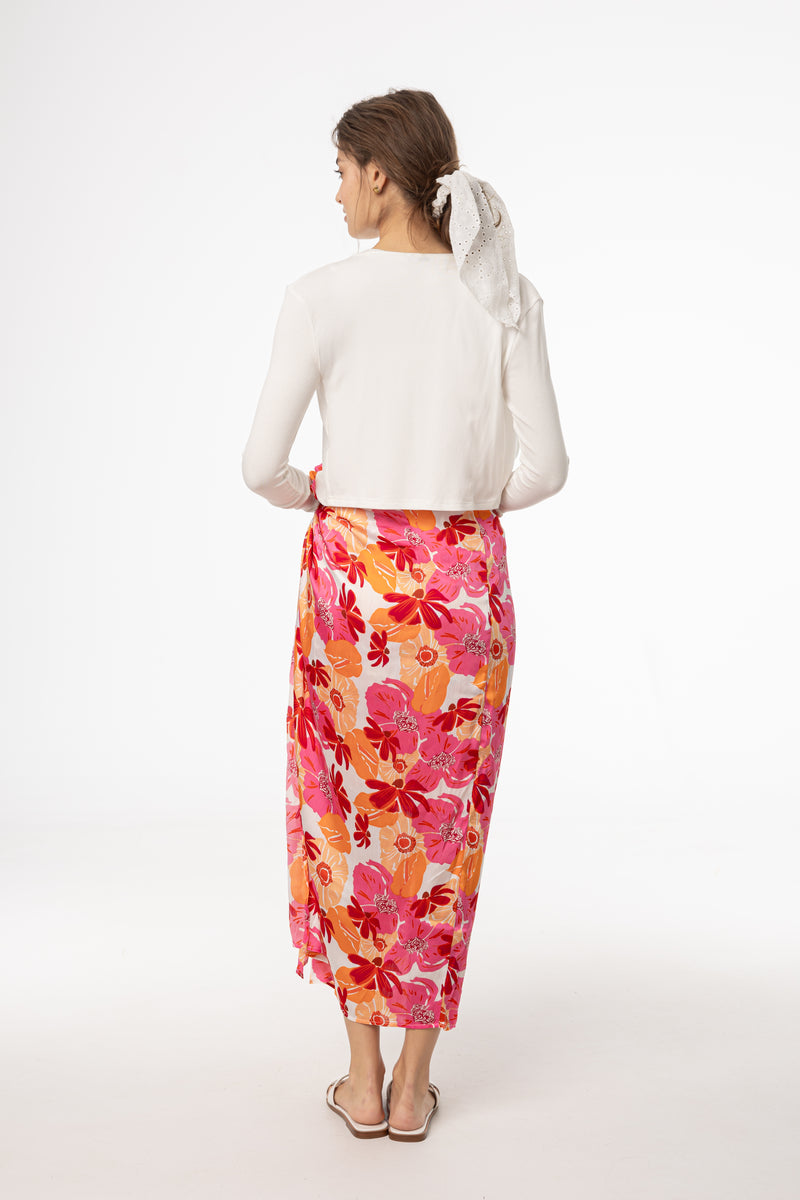 Pink Floral Printed Sarong