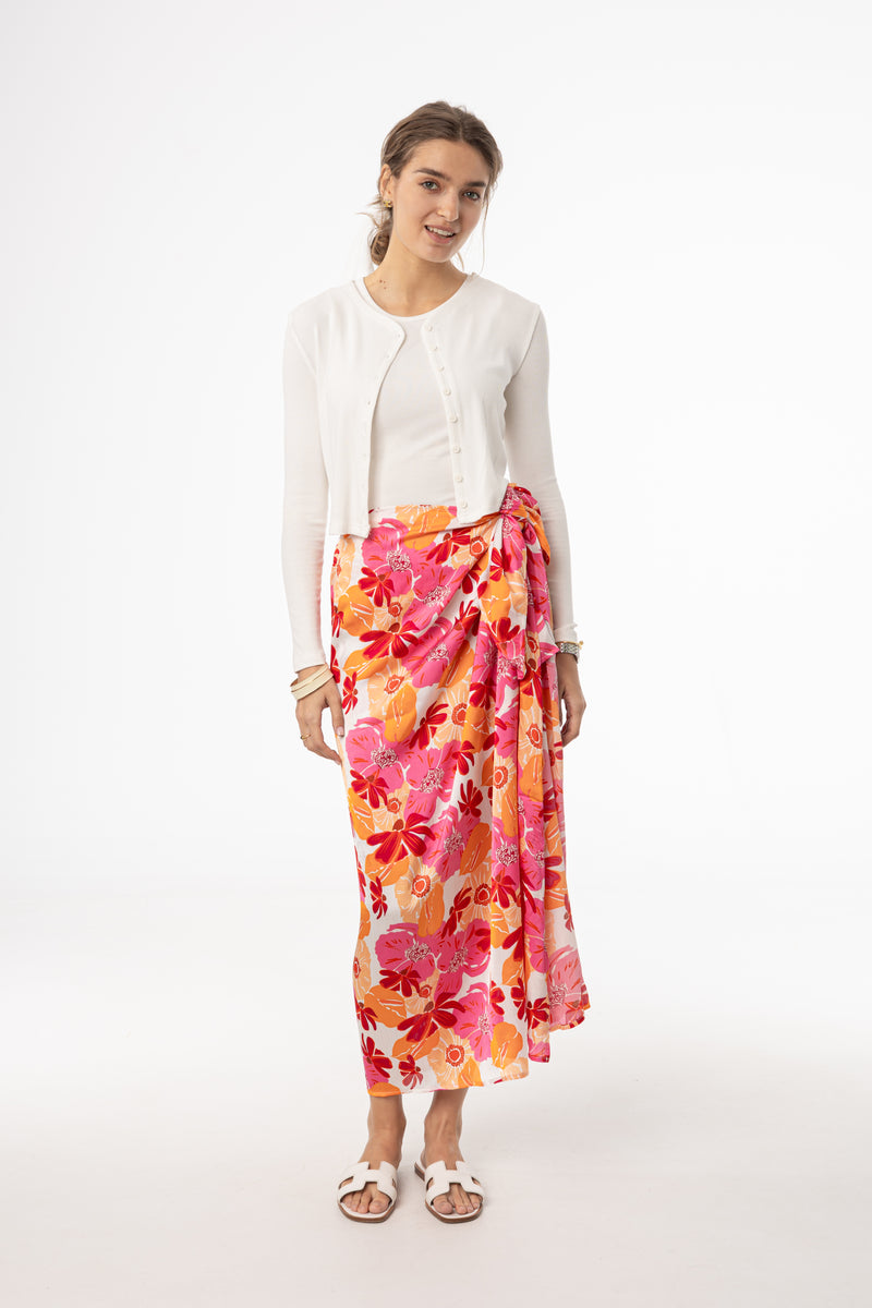 Pink Floral Printed Sarong