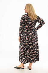 Pink Floral Scalloped Trim Maxi Dress