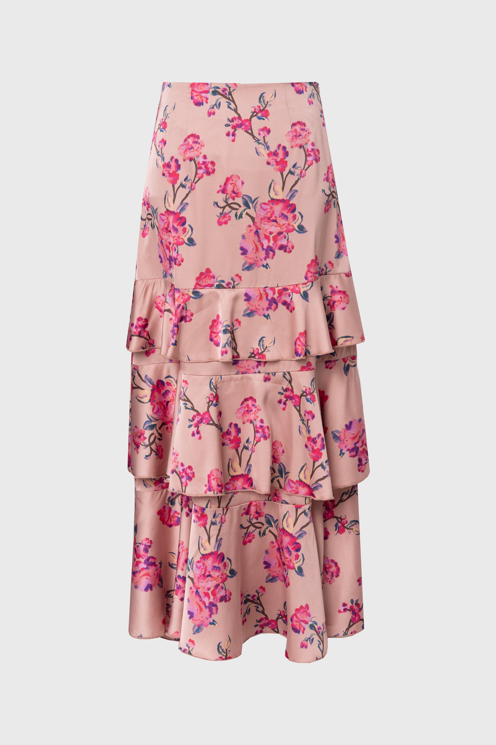 スカート the virgins rose ruffled skirt pink Pink Floral Ruffle Skirt – BLANK