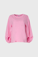 Pink Gathered Sleeve T-Shirt