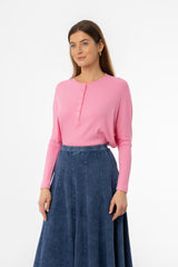 Pink Henley Dolman T-Shirt