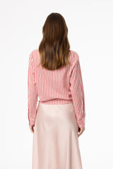 Pink Multi Striped Tie Blouse