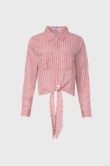 Pink Multi Striped Tie Blouse