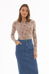 Pink Paisley Printed Round Neck T-Shirt