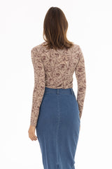 Pink Paisley Printed Round Neck T-Shirt